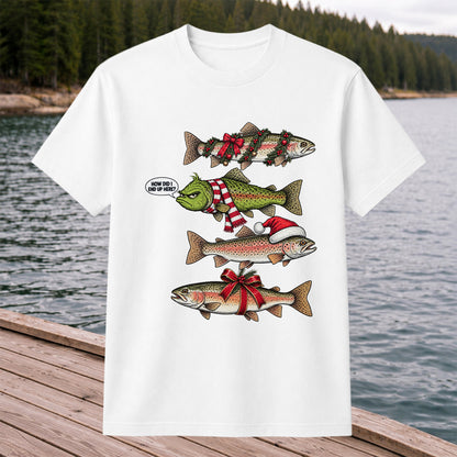 Christmas Trout Fishing Holiday Graphic T-Shirt