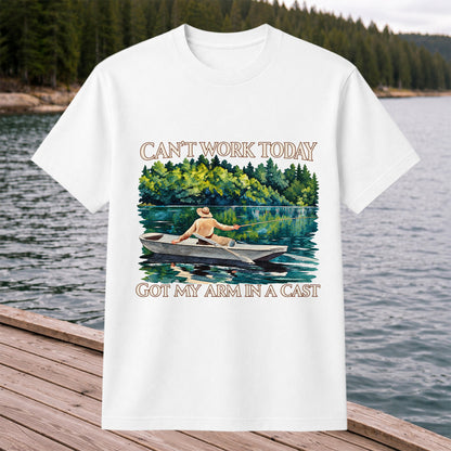 Can't Work Today Got My Arm in a Cast Fishing Boat T-Shirt