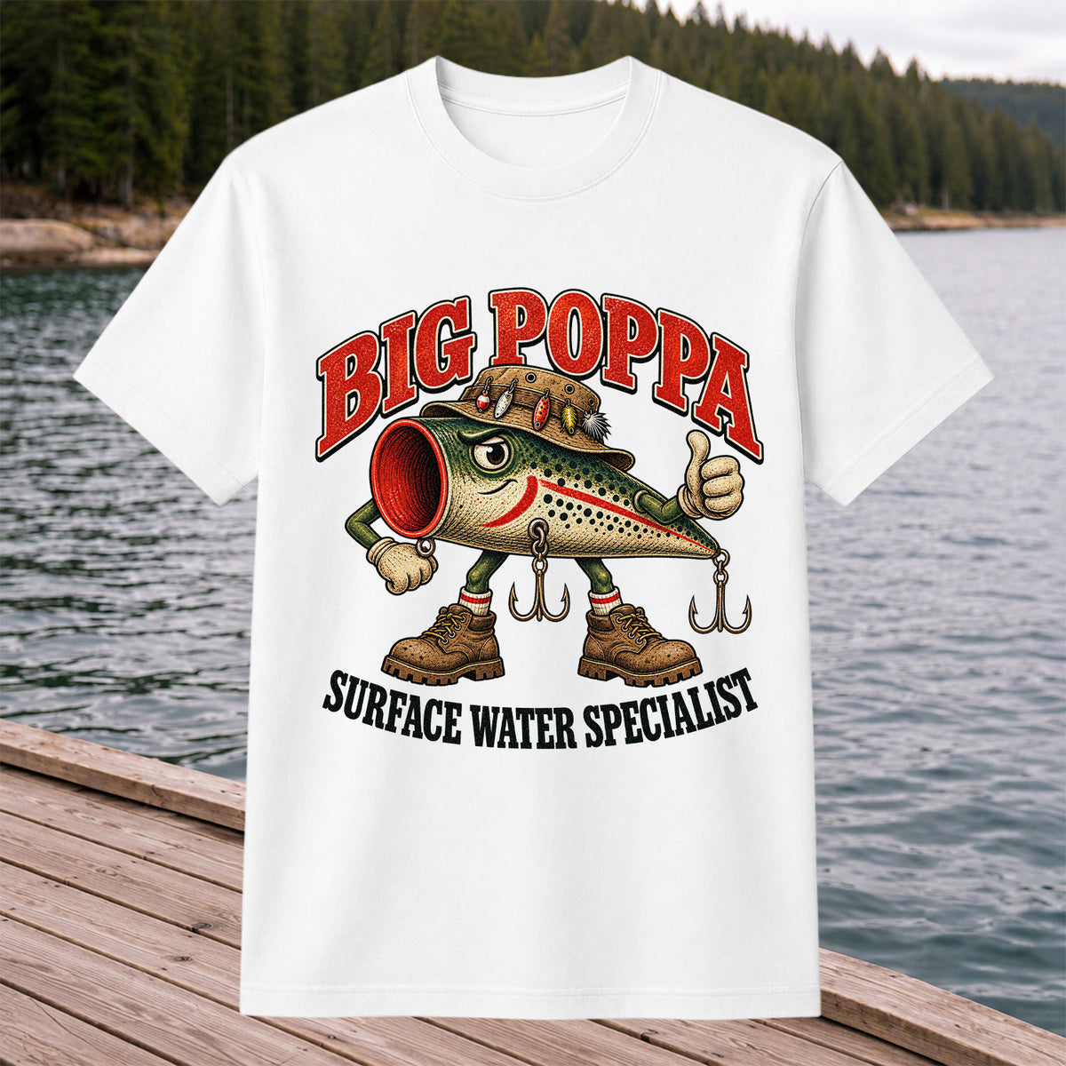 Big Poppa Surface Water Specialist Fishing Lure Graphic T-Shirt
