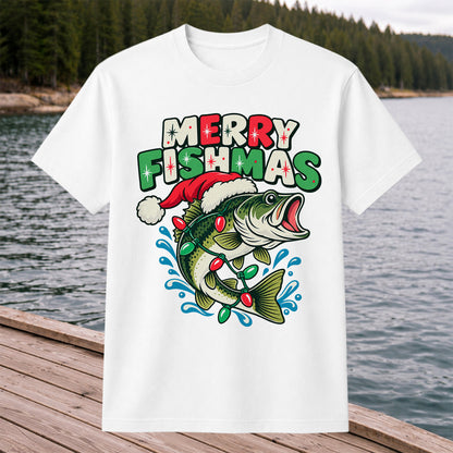 Christmas Bass Wrapped in Lights Graphic T-Shirt
