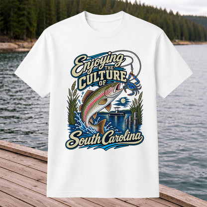 Enjoying the Culture of South Carolina Trout and Crab Fishing T-Shirt