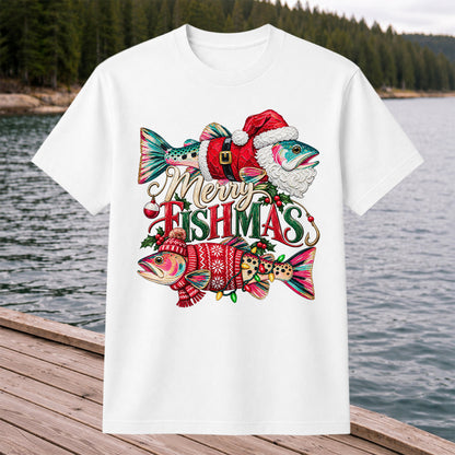 Merry Fishmas Santa Fish Christmas Fishing Graphic T-Shirt