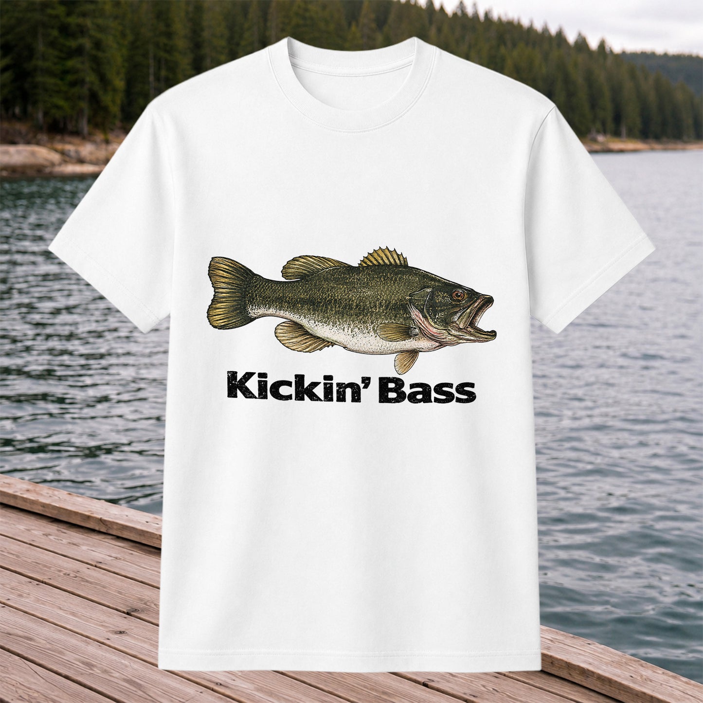 Kickin' Bass Largemouth Bass Funny Fishing Graphic T-Shirt
