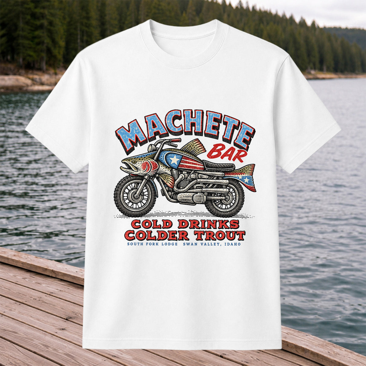 Machete Bar Cold Drinks Colder Trout Fishing T-Shirt
