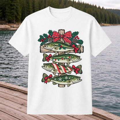 Christmas Bass Fishing Sign Holiday Graphic T-Shirt