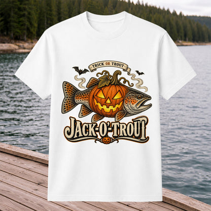 Jack-O'-Trout Trick or Trout Halloween Fishing T-Shirt
