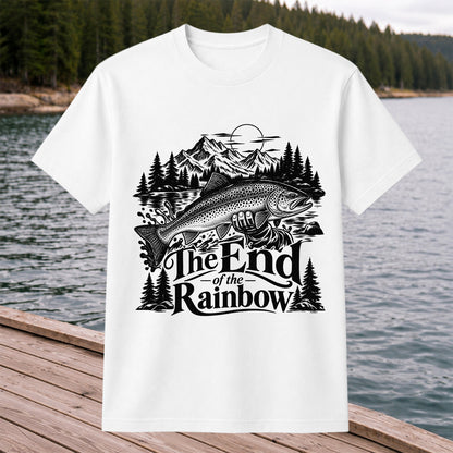 The End of the Rainbow Trout and Mountain Fishing Graphic T-Shirt