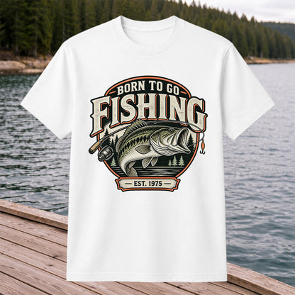 Born to Go Fishing Est. 1975 Vintage Bass Graphic T-Shirt