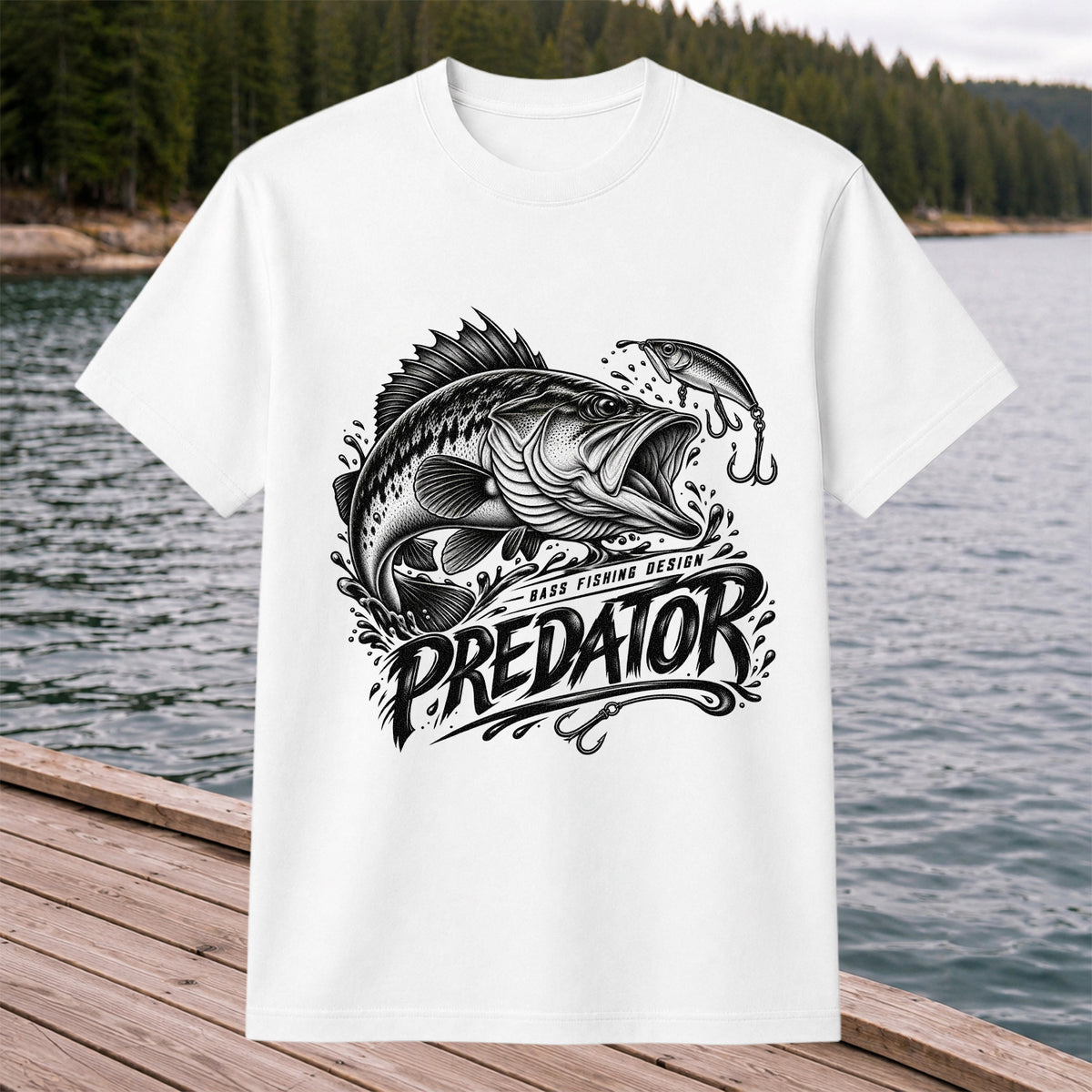 Predator Bass Fishing Design Largemouth Bass Graphic T-Shirt