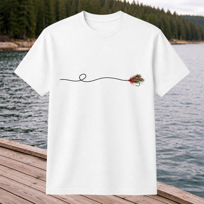 Festive Fly Fishing Lure and Line Graphic T-Shirt