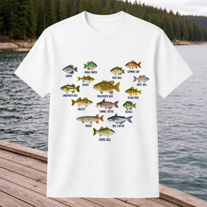 Freshwater Fish Species Chart Fishing Graphic T-Shirt