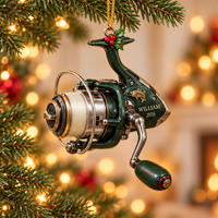 Personalized Miniature Fishing Reel Acrylic Christmas Ornament