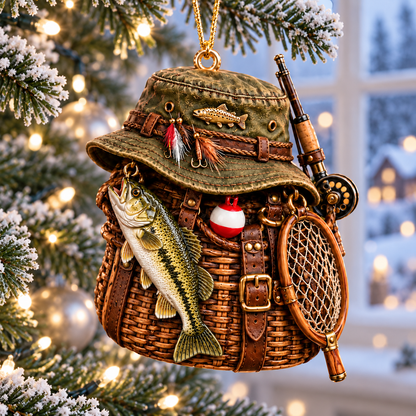 Custom Fishing Hat Christmas Ornament, Xmas Gift for Fisherman