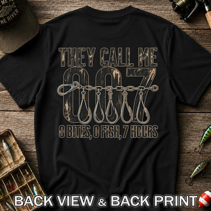 Zero Bites Fishing Hook Funny Graphic T-Shirt | Back Print