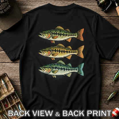 Three Bass Fishing Graphic T-Shirt | Back Print