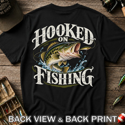 Hooked on Fishing Largemouth Bass Graphic T-Shirt | Back Print