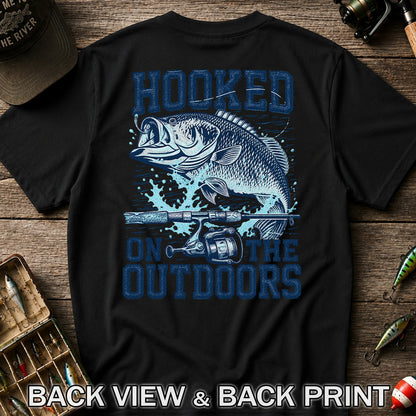 Hooked on the Outdoors Bass Fishing Graphic T-Shirt | Back Print