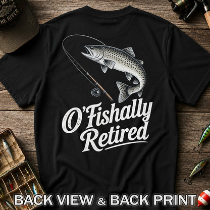 Retired Trout Fishing Rod Graphic T-Shirt | Back Print