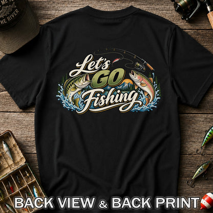 Let's Go Fishing Bass and Rainbow Trout Graphic T-Shirt | Back Print
