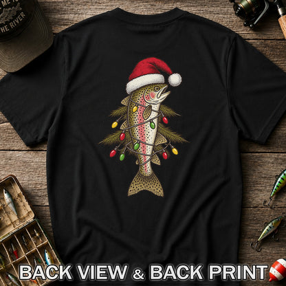 Christmas Trout Tree Fishing Graphic T-Shirt | Back Print