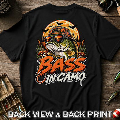 Bass in Camo Halloween Bass Fishing Graphic T-Shirt | Back Print