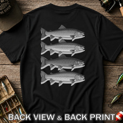 Vintage Trout Collection Freshwater Fishing Graphic T-Shirt | Back Print