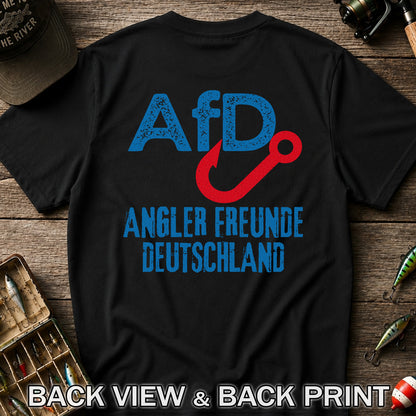 AFD Angler Freunde Deutschland Fishing Hook Graphic T-Shirt | Back Print