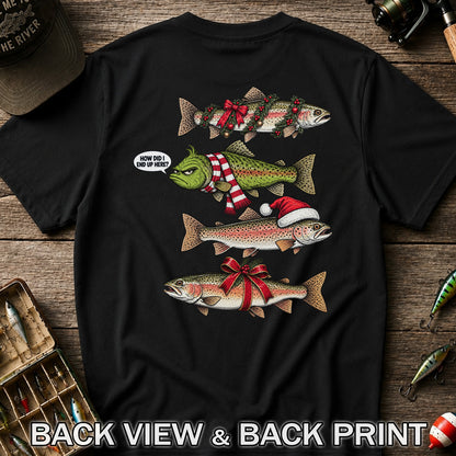 Christmas Trout Fishing Holiday Graphic T-Shirt | Back Print