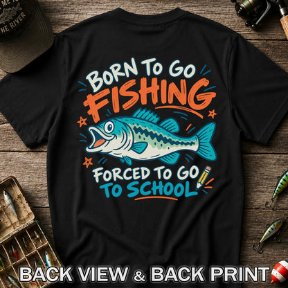 Funny Fish Fishing Graphic T-Shirt for Back to School | Back Print