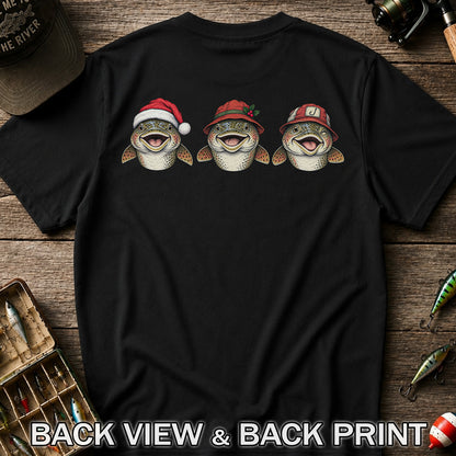Funny Christmas Trout Trio Fishing Graphic T-Shirt | Back Print