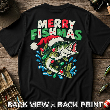 Christmas Bass Wrapped in Lights Graphic T-Shirt | Back Print