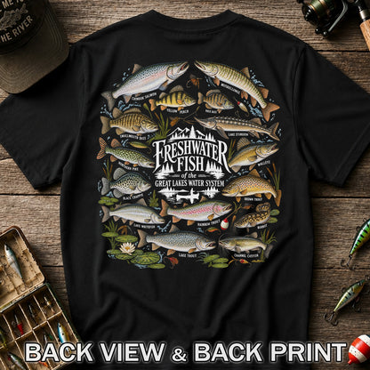 Freshwater Fish of the Great Lakes Water System Graphic T-Shirt | Back Print