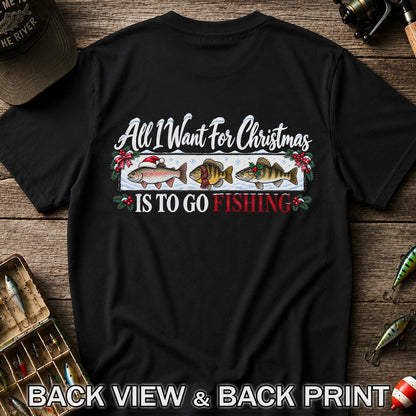 Christmas Freshwater Fish Fishing Graphic T-Shirt | Back Print