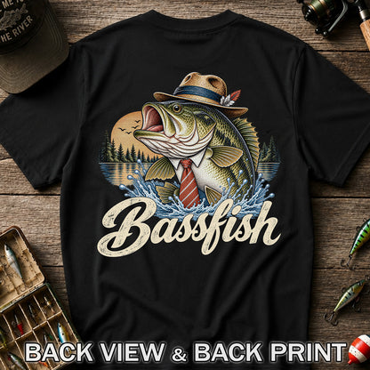 Cowboy Hat Bass Fishing Graphic T-Shirt | Back Print