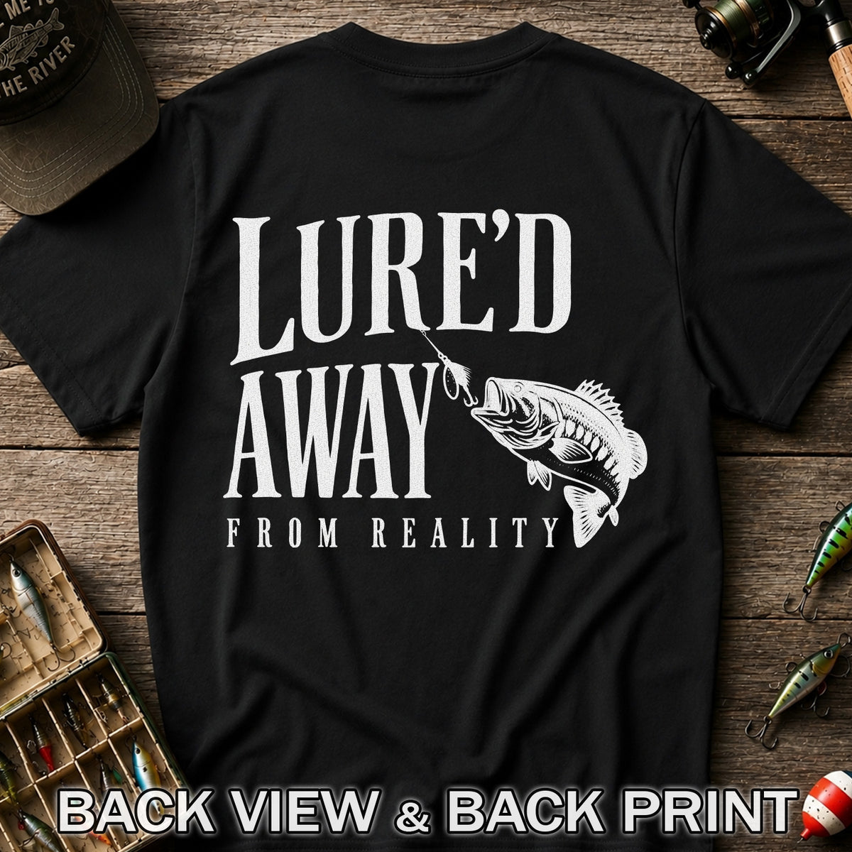 Largemouth Bass Fishing Lure Graphic T-Shirt | Back Print