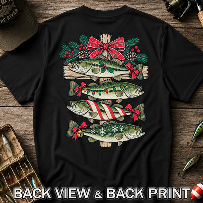 Christmas Bass Fishing Sign Holiday Graphic T-Shirt | Back Print