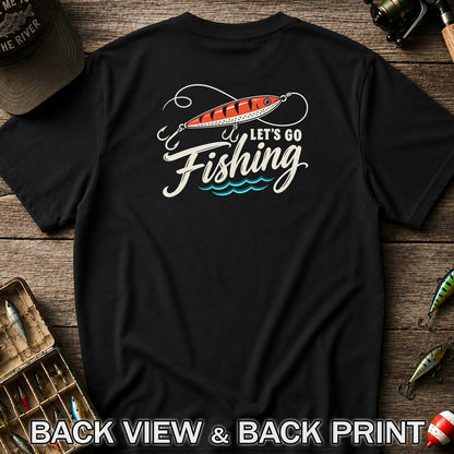 Let's Go Fishing Retro Fishing Lure Graphic T-Shirt | Back Print
