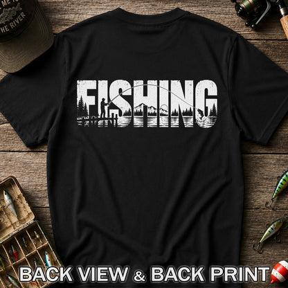 Fishing Lake Angler Vintage Graphic T-Shirt | Back Print