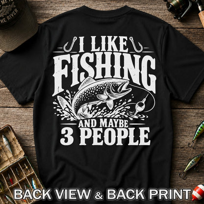 Funny Trout Fishing Three People Graphic T-Shirt | Back Print