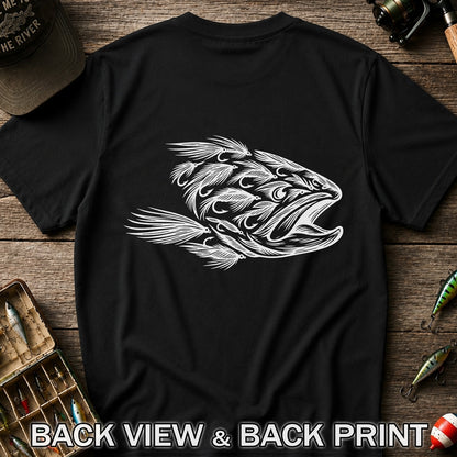 Fly Fishing Fish Design Graphic T-Shirt | Back Print