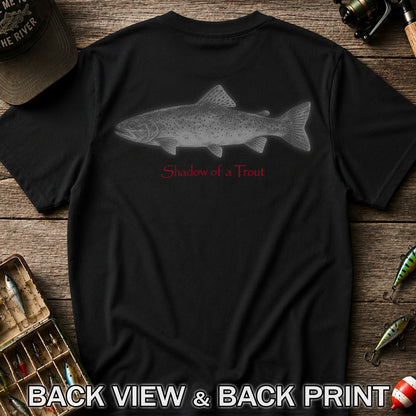Shadow of a Trout Minimalist Trout Fishing Graphic T-Shirt | Back Print