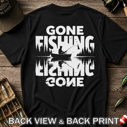Gone Fishing Lake Adventure Angler Graphic T-Shirt | Back Print