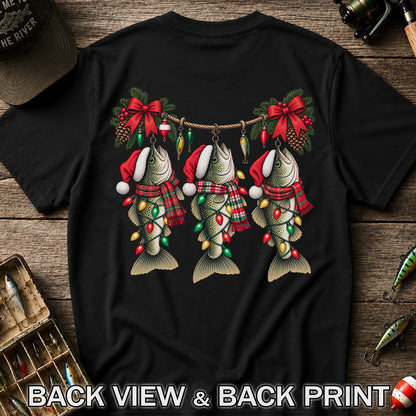 Christmas Fish Ornament Fishing Graphic T-Shirt | Back Print