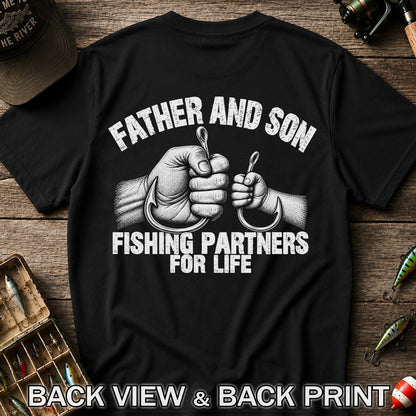 Father and Son Fishing Partners for Life Graphic T-Shirt | Back Print