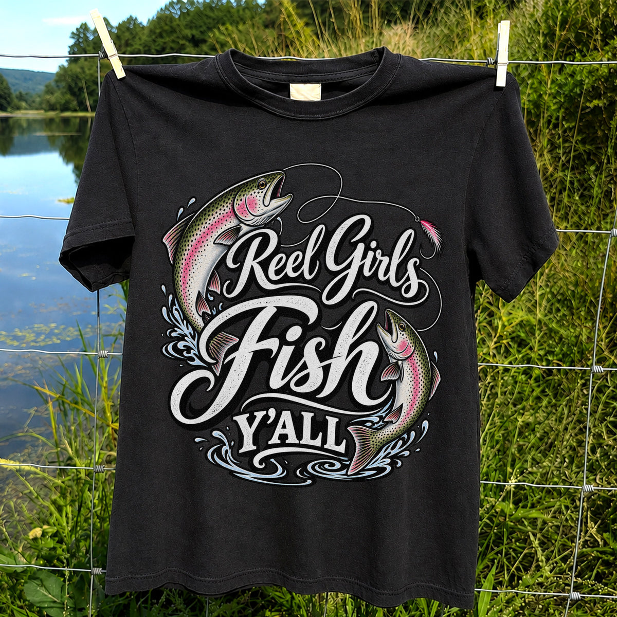 Reel Girls Fish Y'all Rainbow Trout Women's Fishing T-Shirt