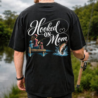 Hooked on Mom Family Fishing Graphic T-Shirt | Back Print