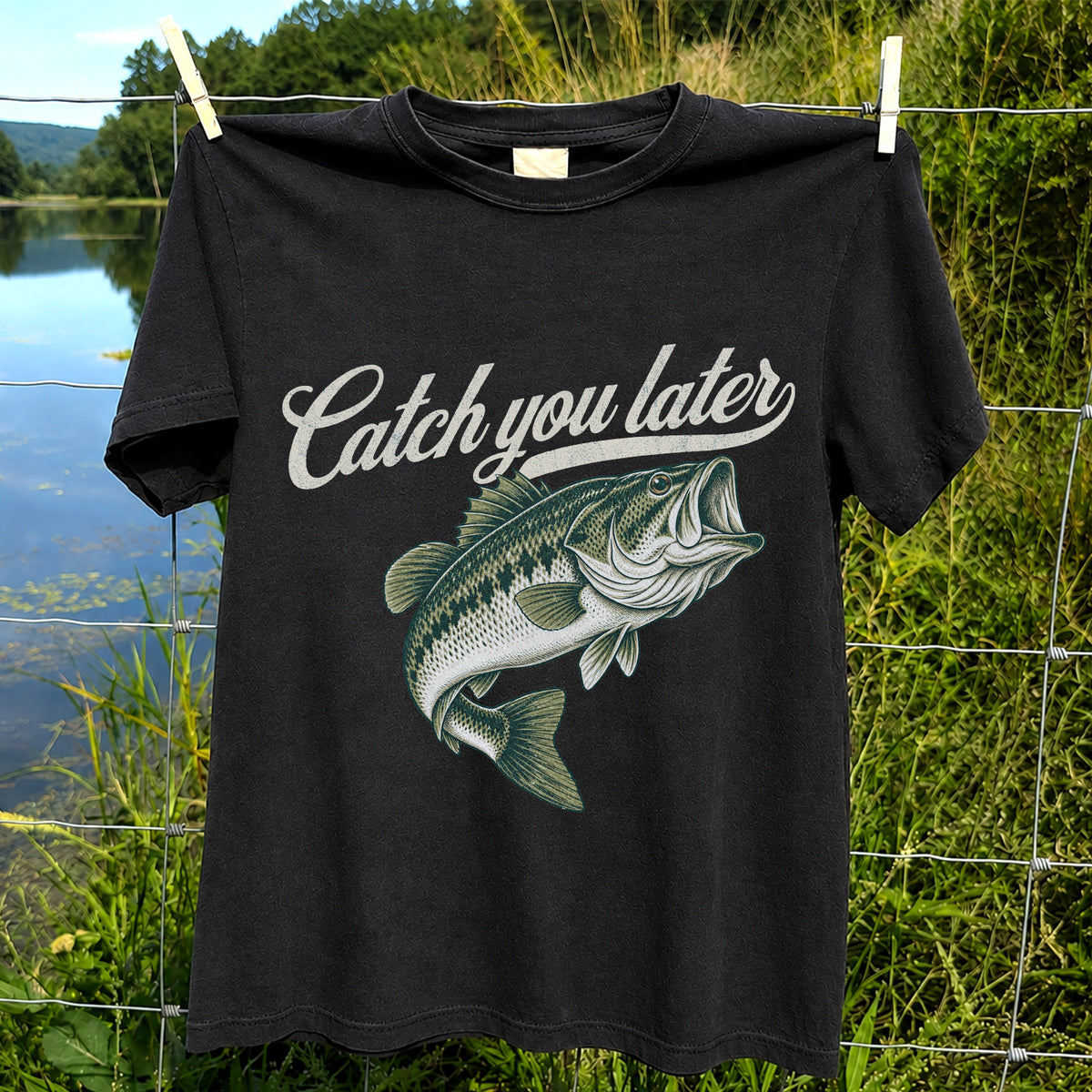 Catch You Later Largemouth Bass Funny Fishing Graphic T-Shirt