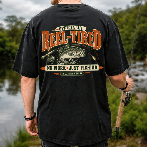 Retired Bass Fishing No Work Graphic T-Shirt | Back Print