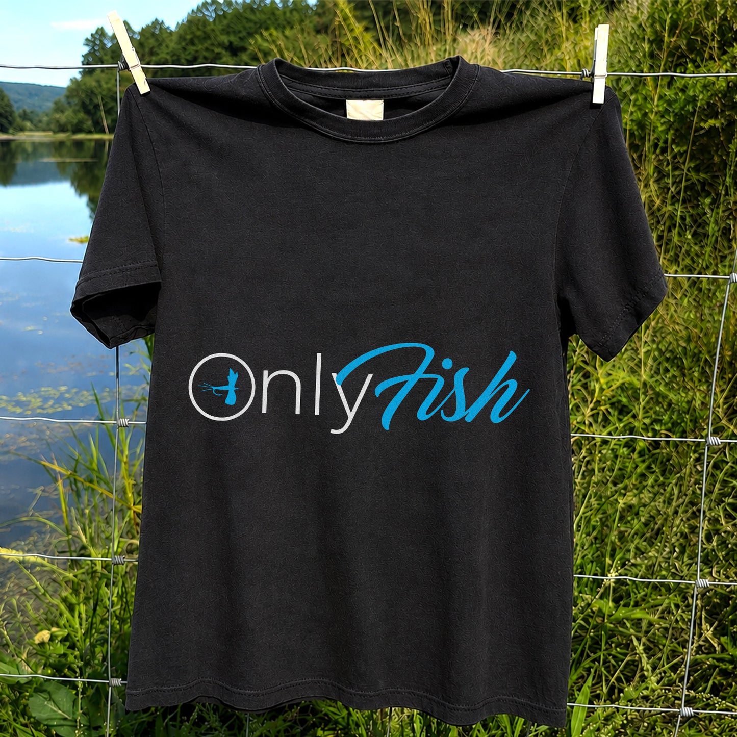OnlyFish Fishing Hook Pun Minimalist Graphic T-Shirt