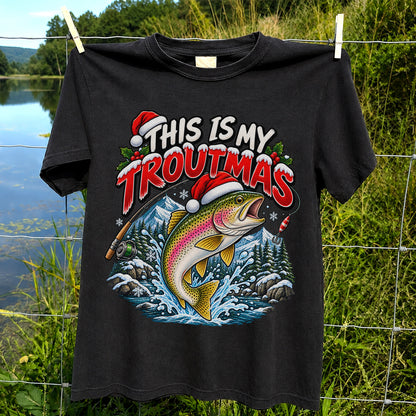 This Is My Troutmas Rainbow Trout Christmas Fishing T-Shirt